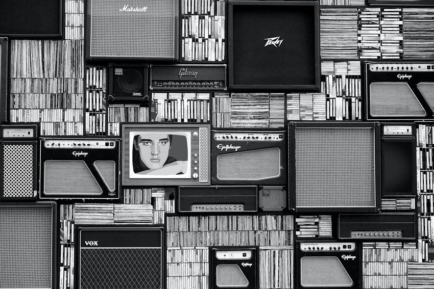 mur d enceinte et de disques vintage