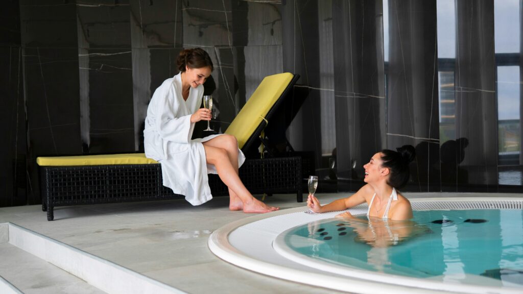 Moment de détente entre amies dans un spa à Lyon pour un EVJF