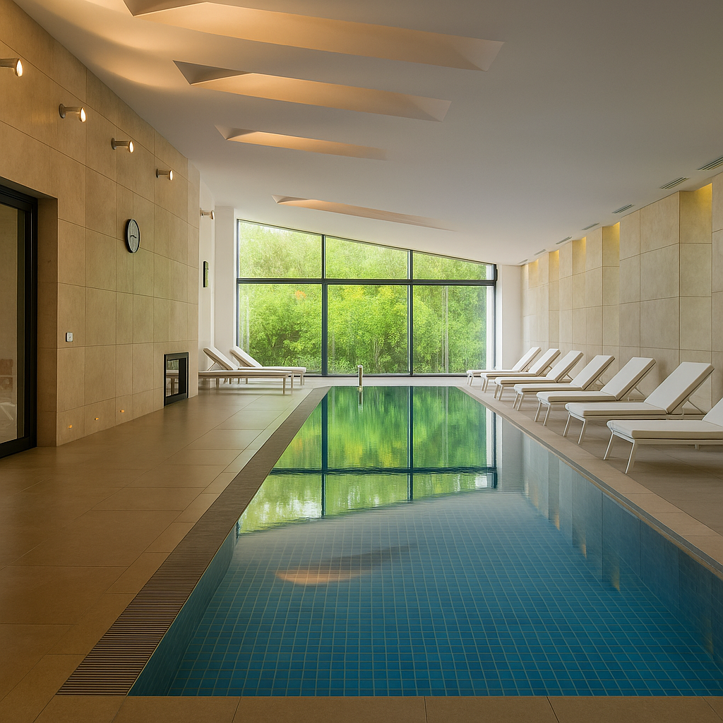 Piscine intérieure d’un spa à Bruxelles, cadre élégant et apaisant pour un EVJF bien-être