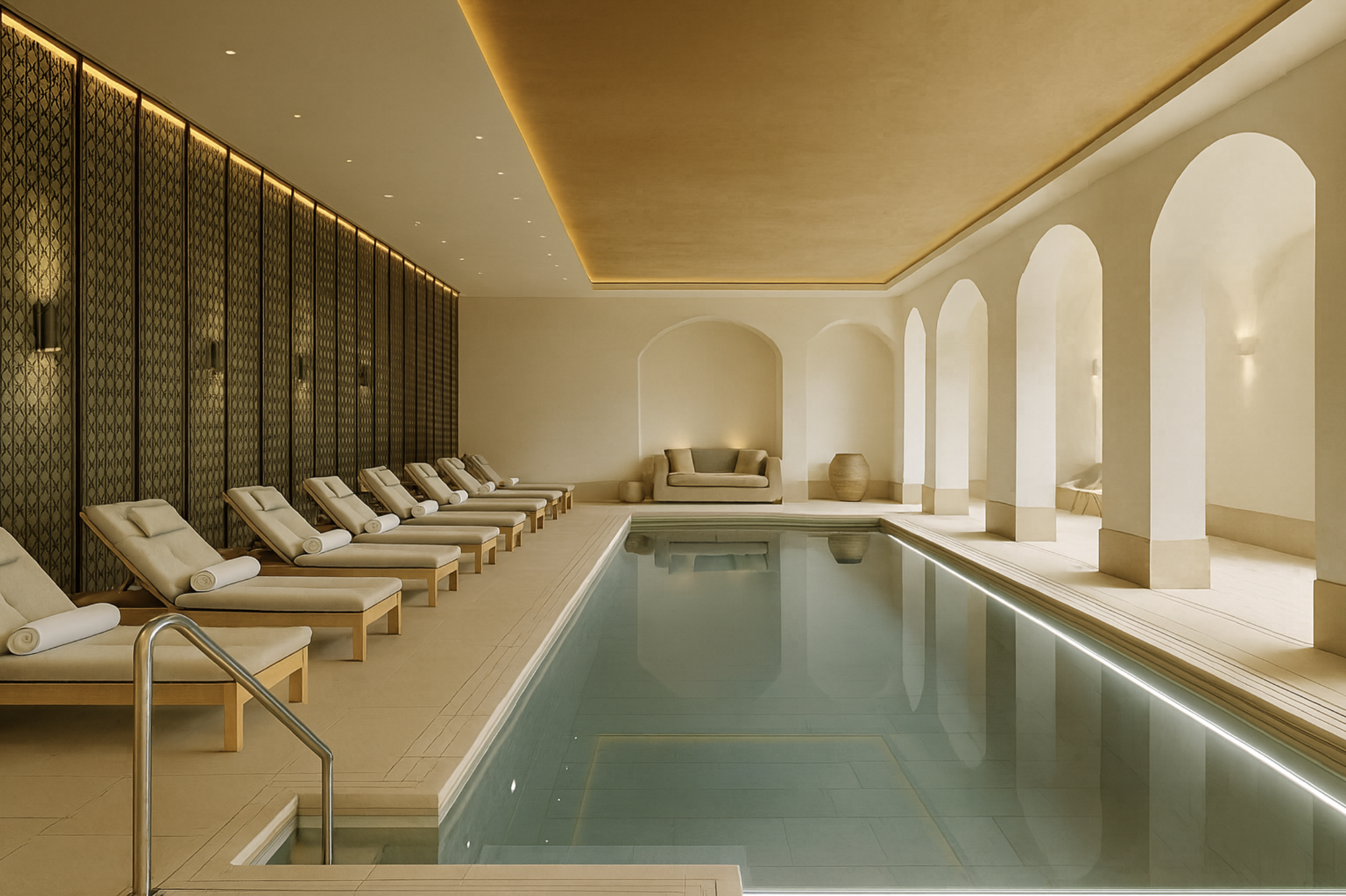 Piscine intérieure d’un spa à Bordeaux, cadre élégant et relaxant pour une activité EVJF bien-être